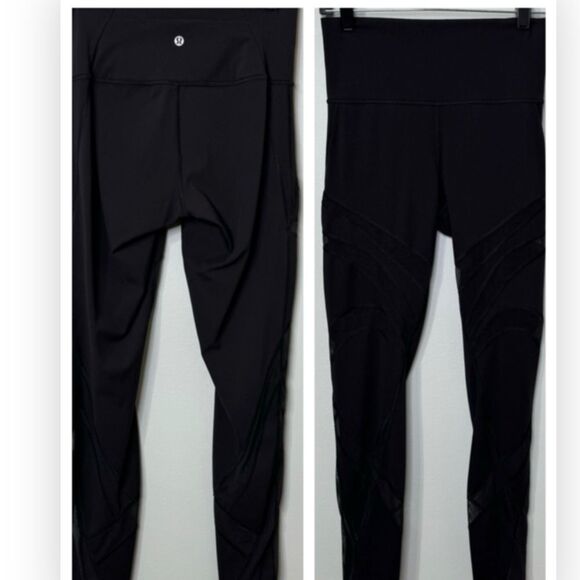Lululemon Wunder Under High Rise Tight Black Mesh Leggings Special Edition 10 - Picture 9 of 9
